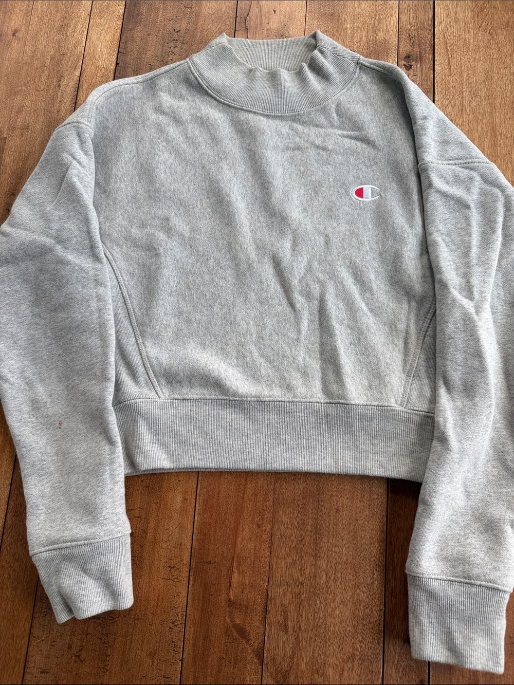 Champion Light Gray Cropped Crewneck Sweatshirt